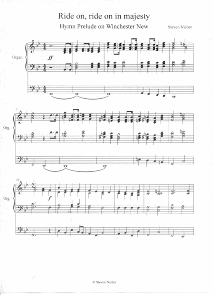 Ride on, ride on in majesty - Hymn Prelude for organ based on Winchester New Organ Solo scores gallery preview page 2