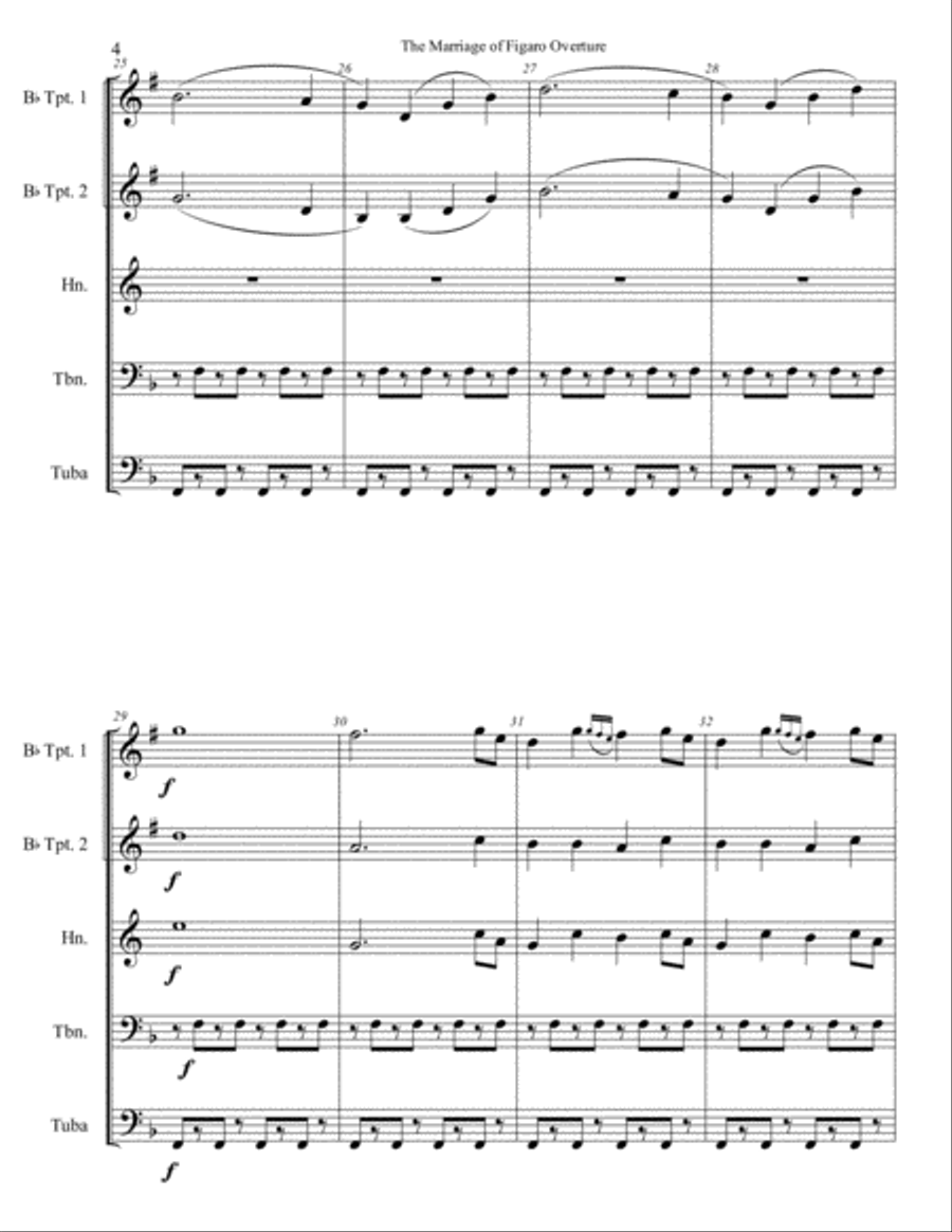 The Marriage of Figaro Overture Brass Ensemble scores gallery preview page 5
