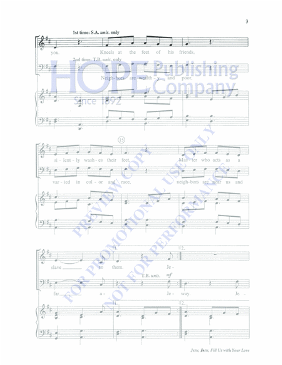 Jesu, Jesu, Fill Us With Your Love 4-Part scores gallery preview page 3