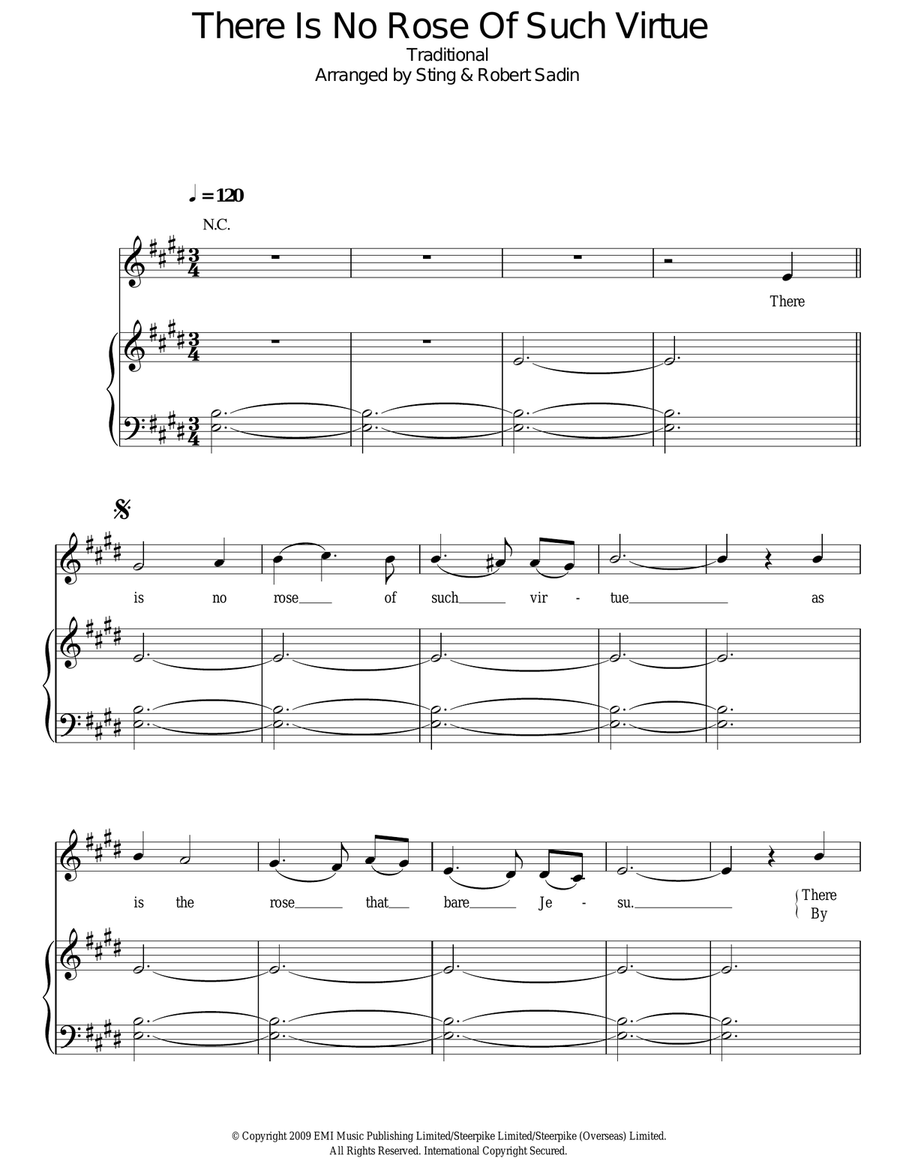 There Is No Rose Of Such Virtue Piano, Vocal, Guitar scores gallery preview page 1