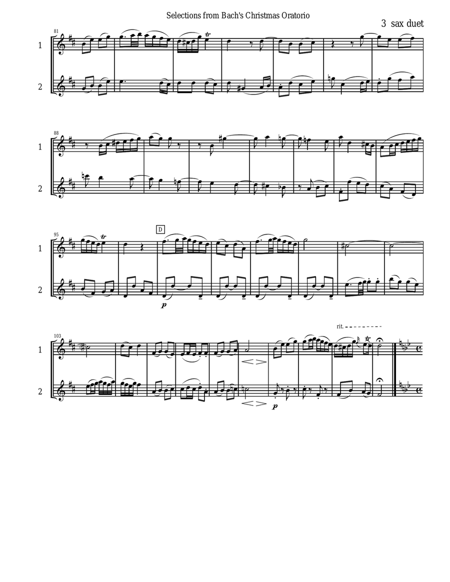 Bach's Christmas Oratorio Selections for Saxophone Duet Woodwind Duet scores gallery preview page 3