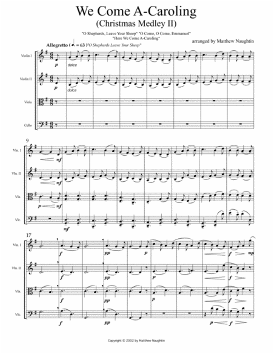 We Come A-Caroling String Quartet scores gallery preview page 1