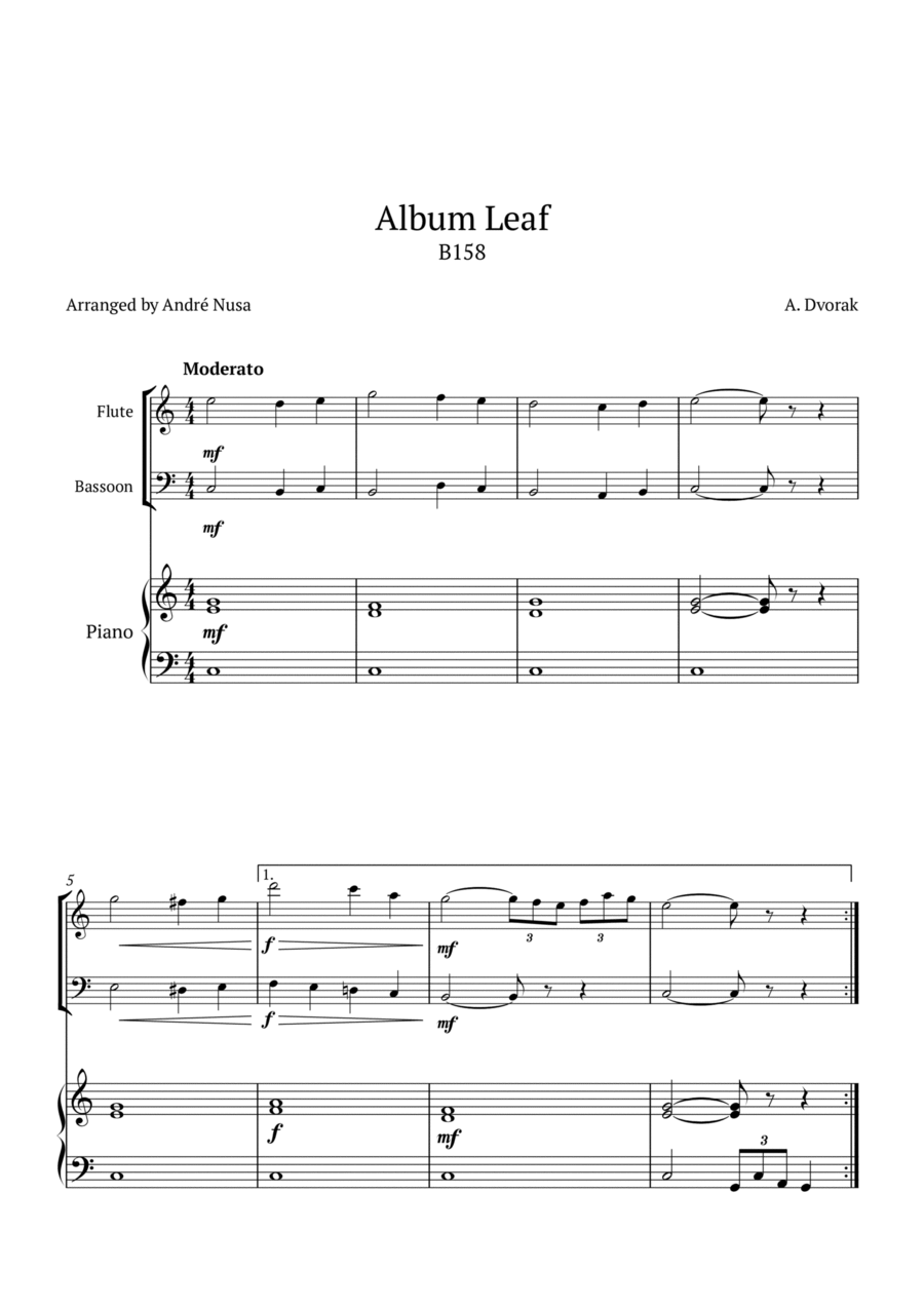 Album Leaf B158 Woodwind Duet scores gallery preview page 1