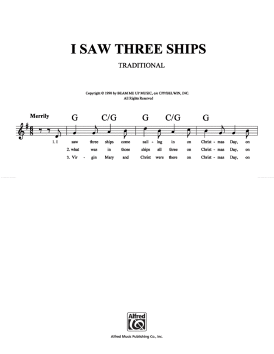 I Saw Three Ships Christmas scores gallery preview page 1