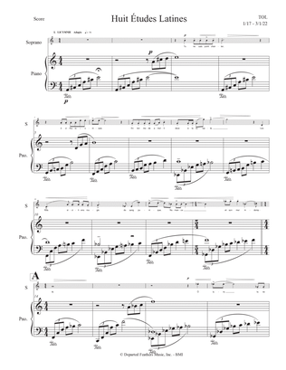 Huit Études Latines (2022) piano vocal score