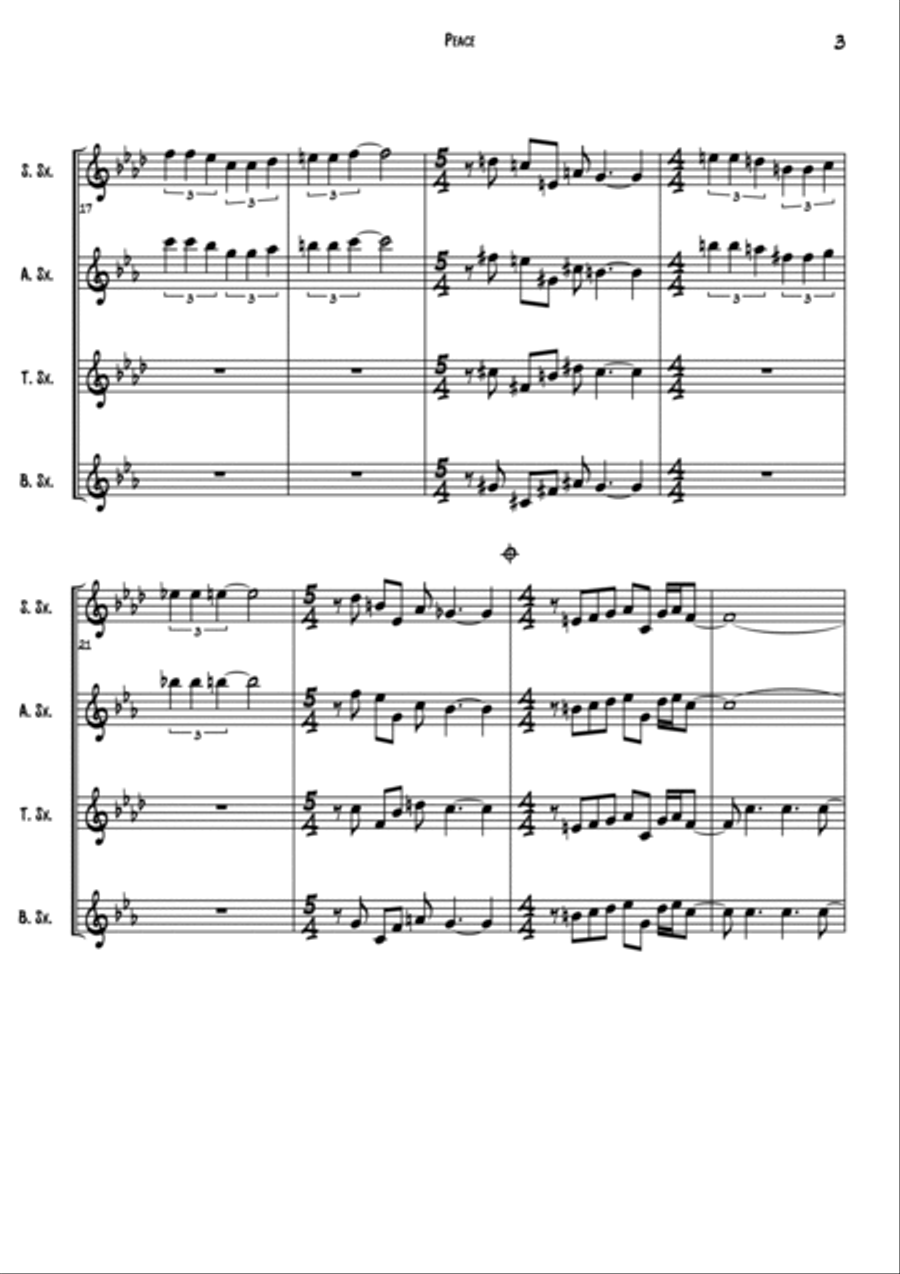 Peace Woodwind Quartet scores gallery preview page 5