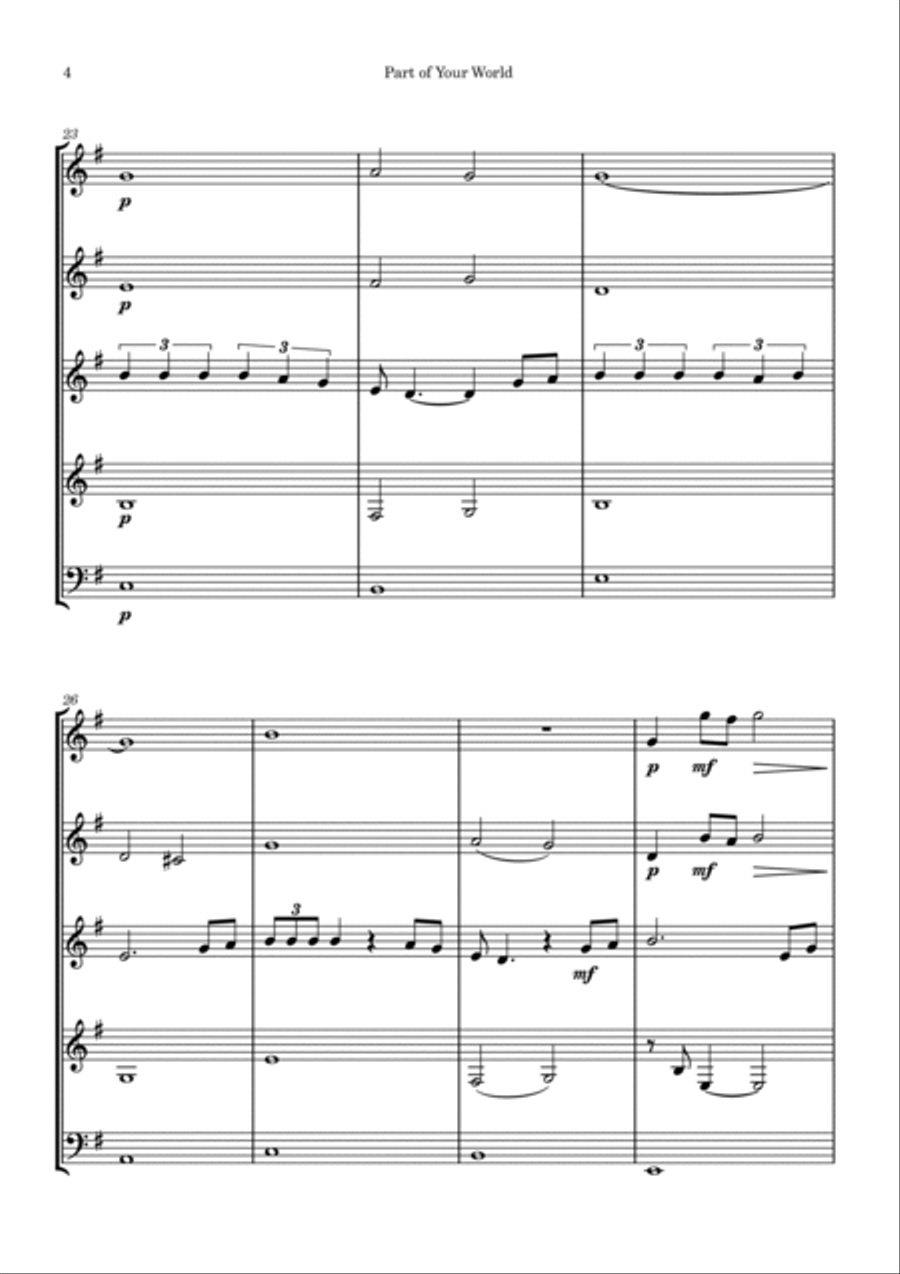 Part Of Your World Part Of Your World Woodwind Quintet scores gallery preview page 4