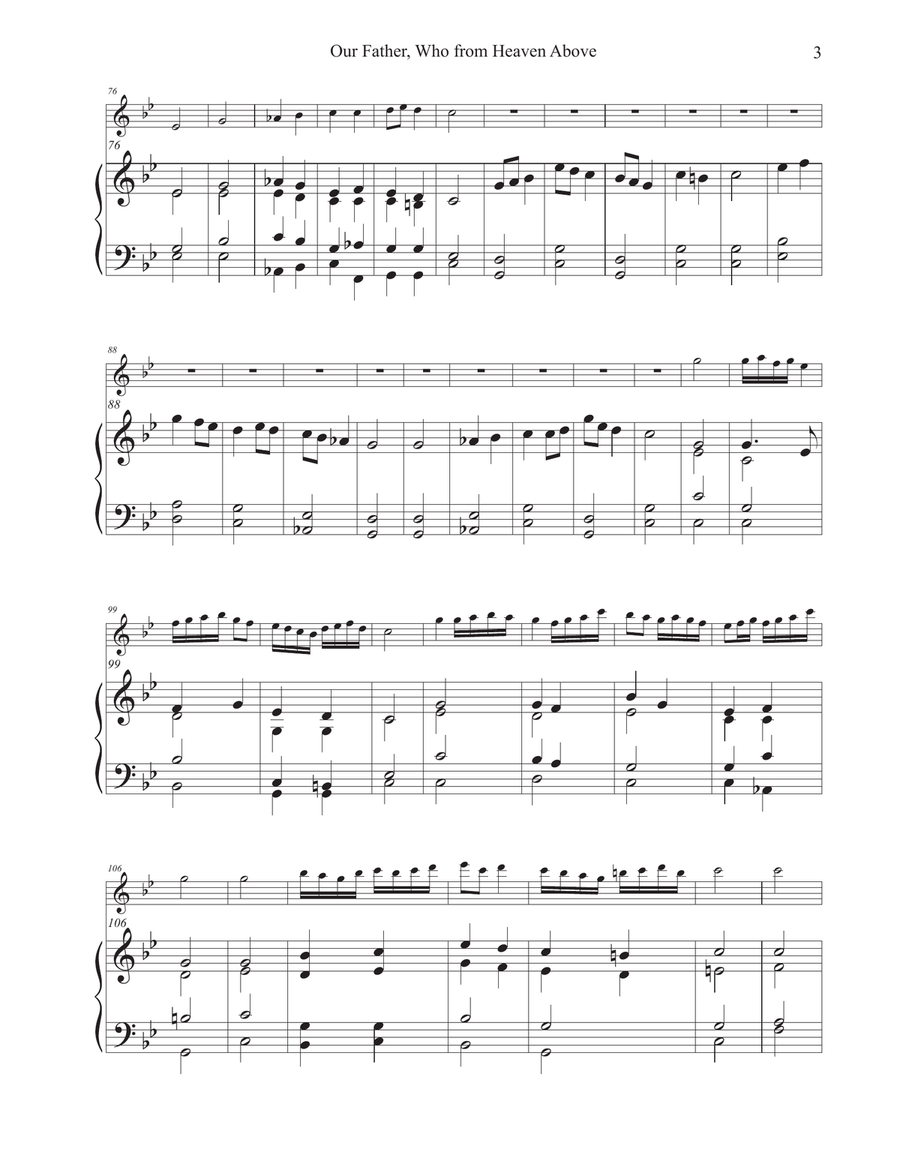 Our Father, Who From Heaven Above (Hymn Tune: VATER UNSER IM HIMMELREICH, DER DU) Flute Solo scores gallery preview page 3