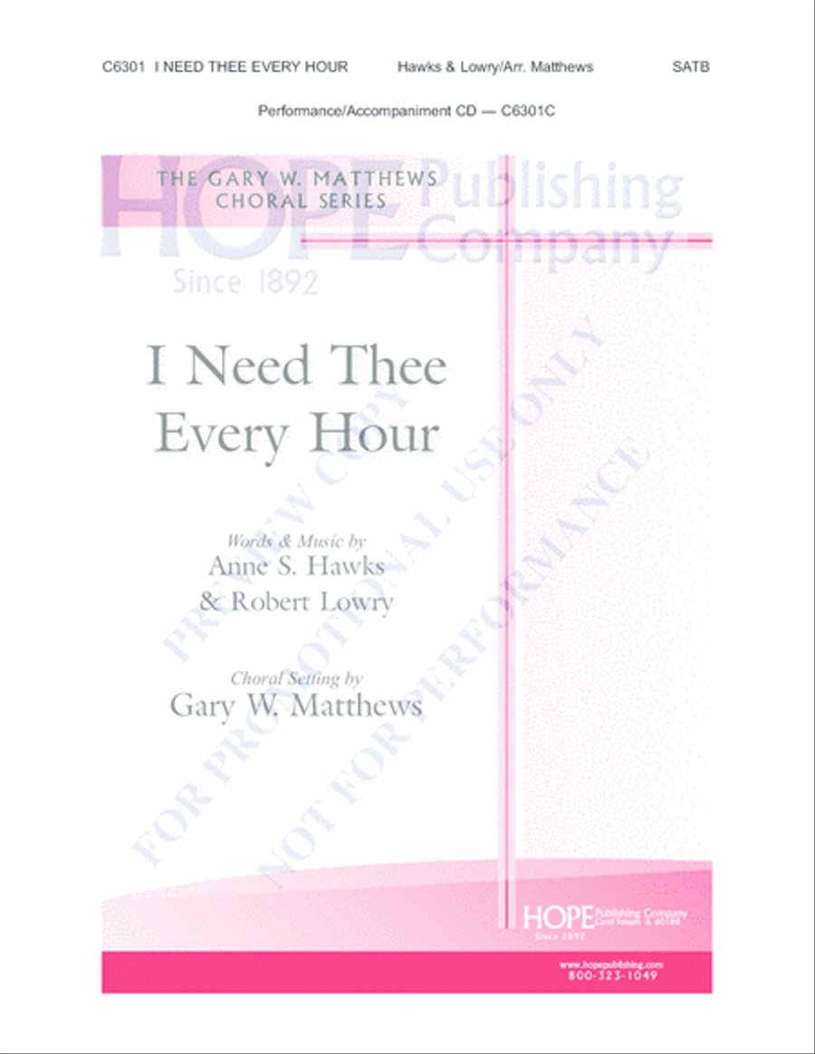 I Need Thee Every Hour 4-Part scores gallery preview page 2