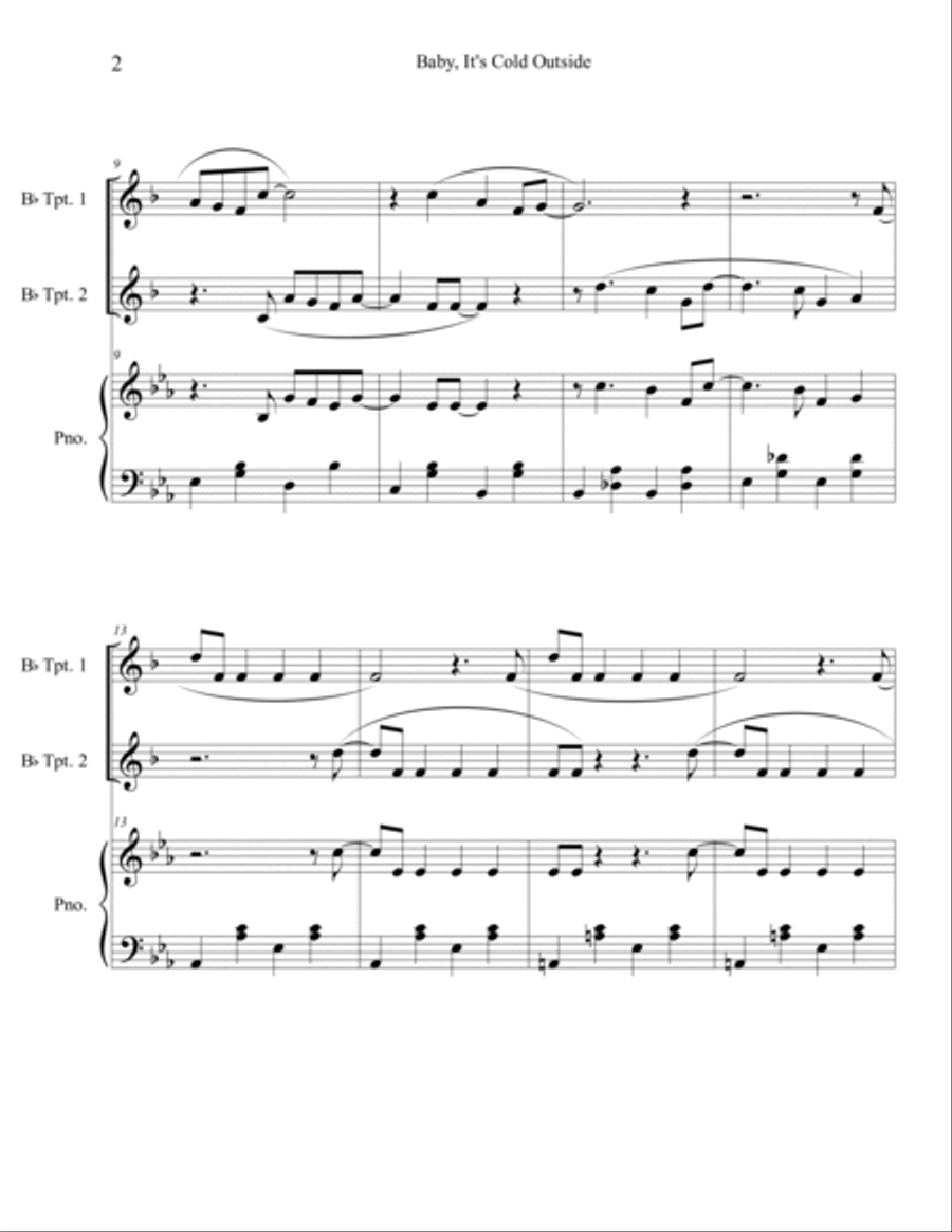 Baby, It's Cold Outside Trumpet Duet scores gallery preview page 2