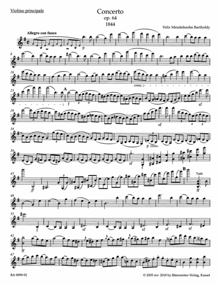 Concerto for Violin and Orchestra in E Minor, Op. 64