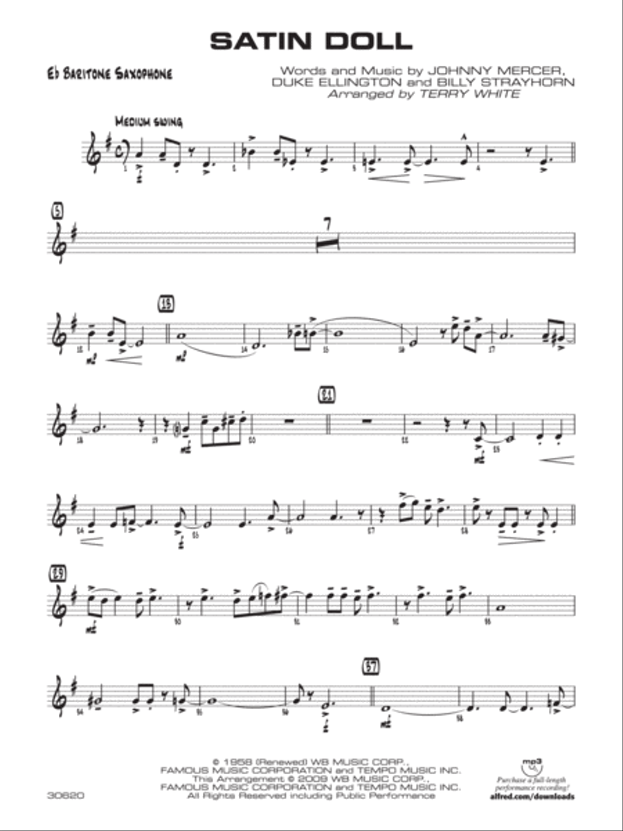 Satin Doll: E-flat Baritone Saxophone Jazz Ensemble scores gallery preview page 1