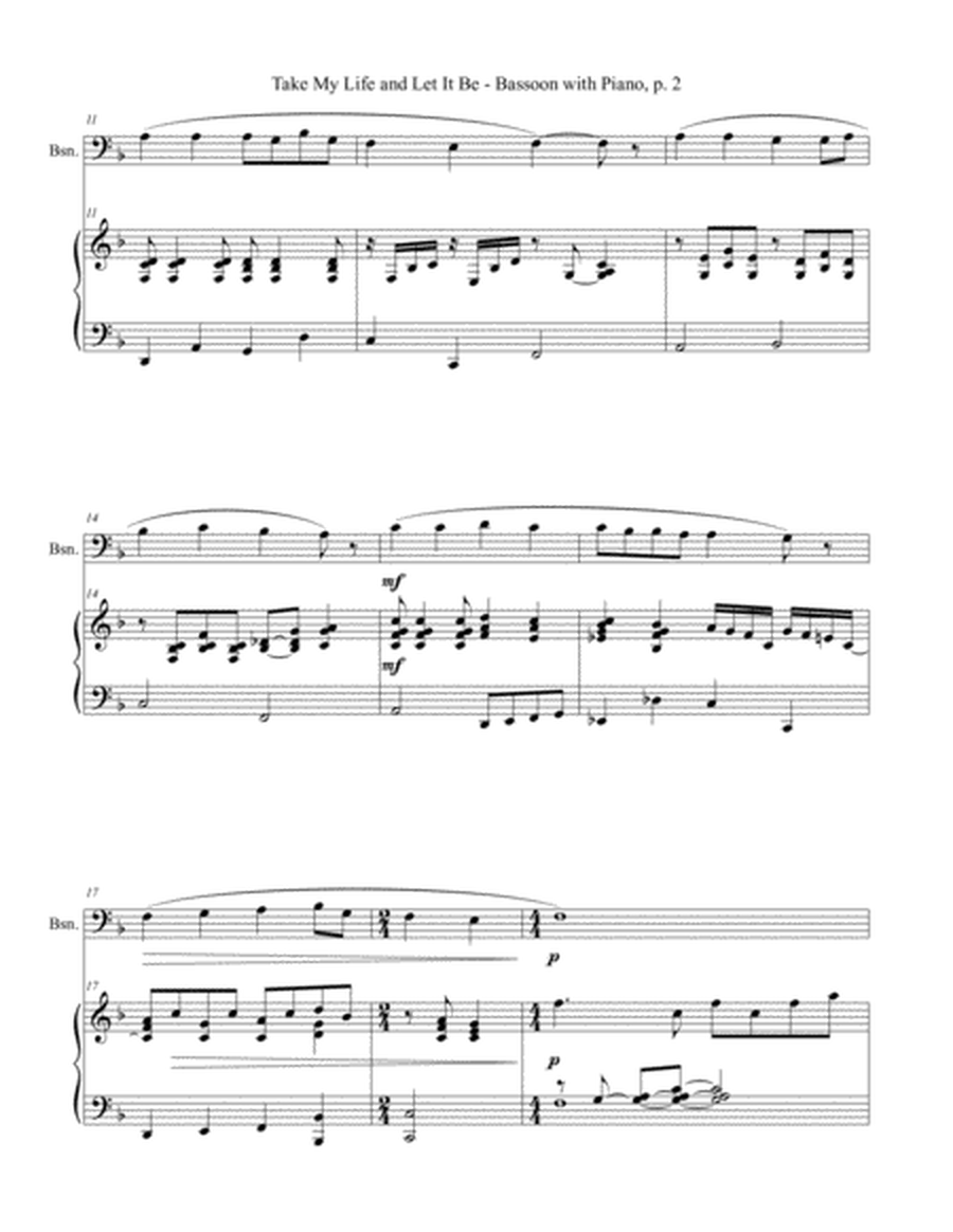 TAKE MY LIFE AND LET IT BE Hymn Sonata (for Bassoon and Piano with Score/Part) image number null