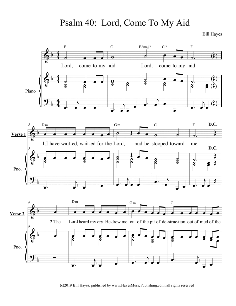 Psalm 40: Lord, Come To My Aid - piano/vocal Voice scores gallery preview page 1