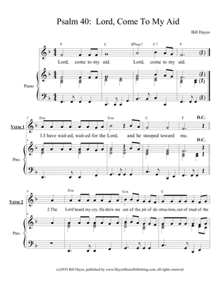 Psalm 40: Lord, Come To My Aid - piano/vocal