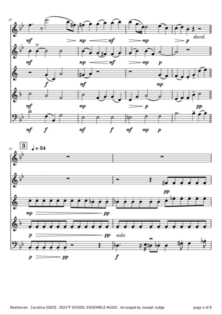 Cavatina by Beethoven for Woodwind Quintet in Schools Woodwind Quintet scores gallery preview page 4