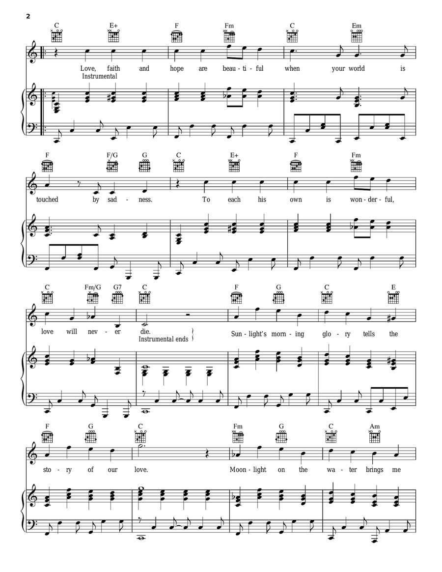 Warm And Beautiful Piano, Vocal, Guitar scores gallery preview page 2
