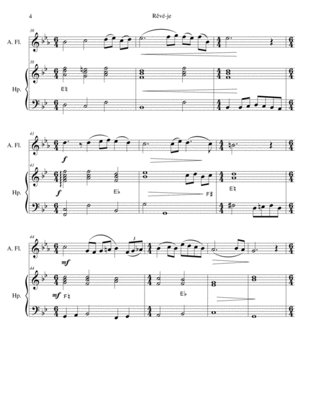 Rêvé-je (Am I dreaming) for alto flute and harp by David Warin Solomons Flute - Digital Sheet Music