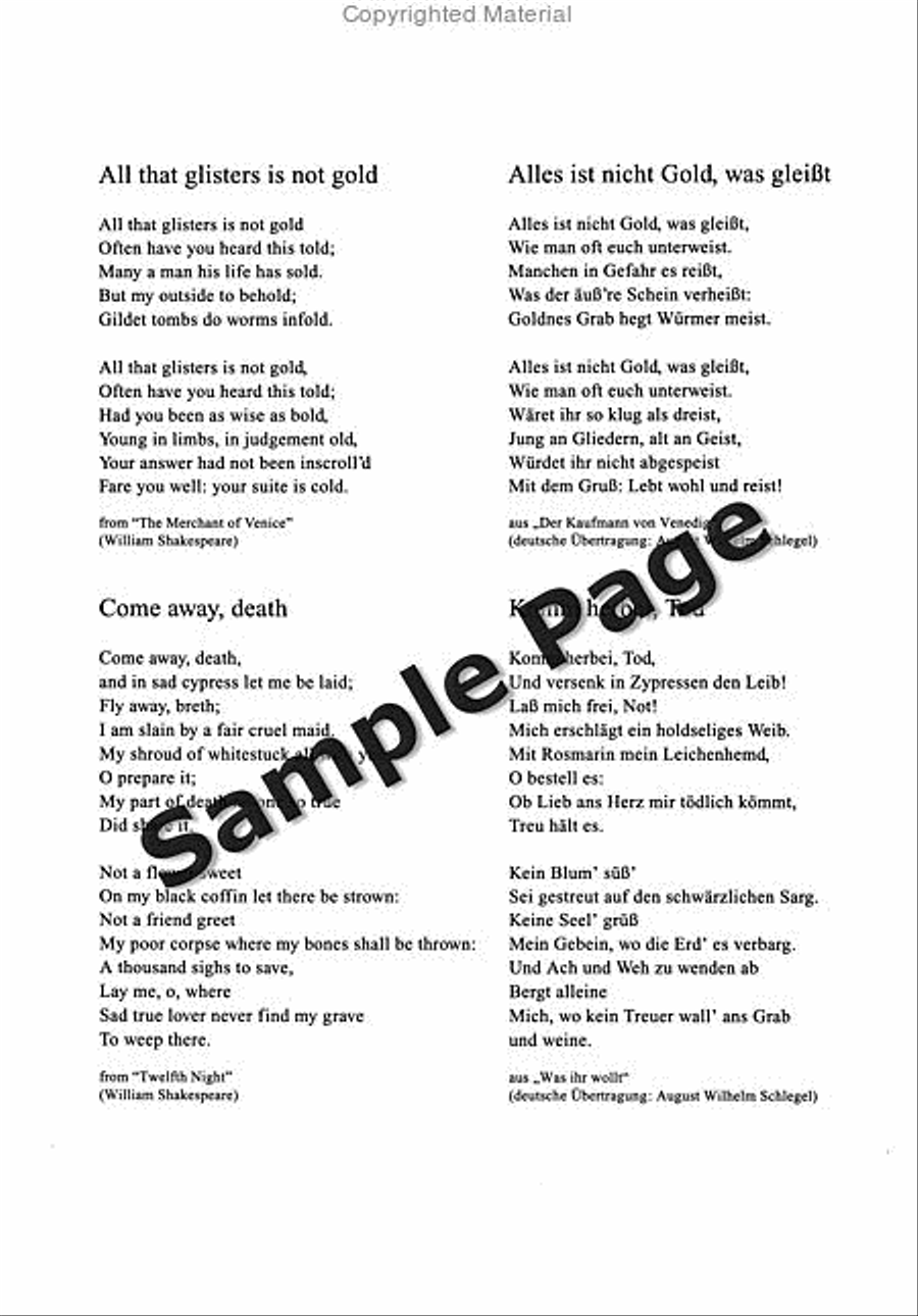 Songs 7 Shakespeare Comedies#5-6 4-Part scores gallery preview page 2