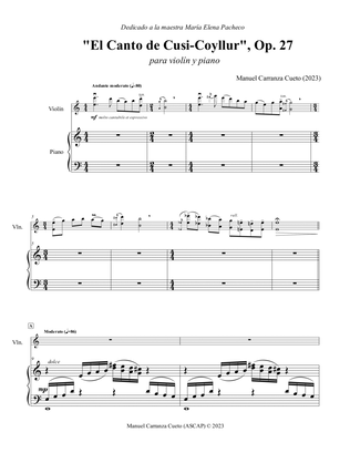 El Canto de Cusi-Coyllur, Op. 27 for violin and piano
