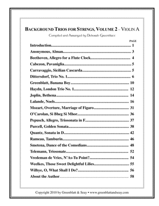 Book cover for Background Trios for Strings, Volume 2 - Violin, Viola, and Cello (3 books)
