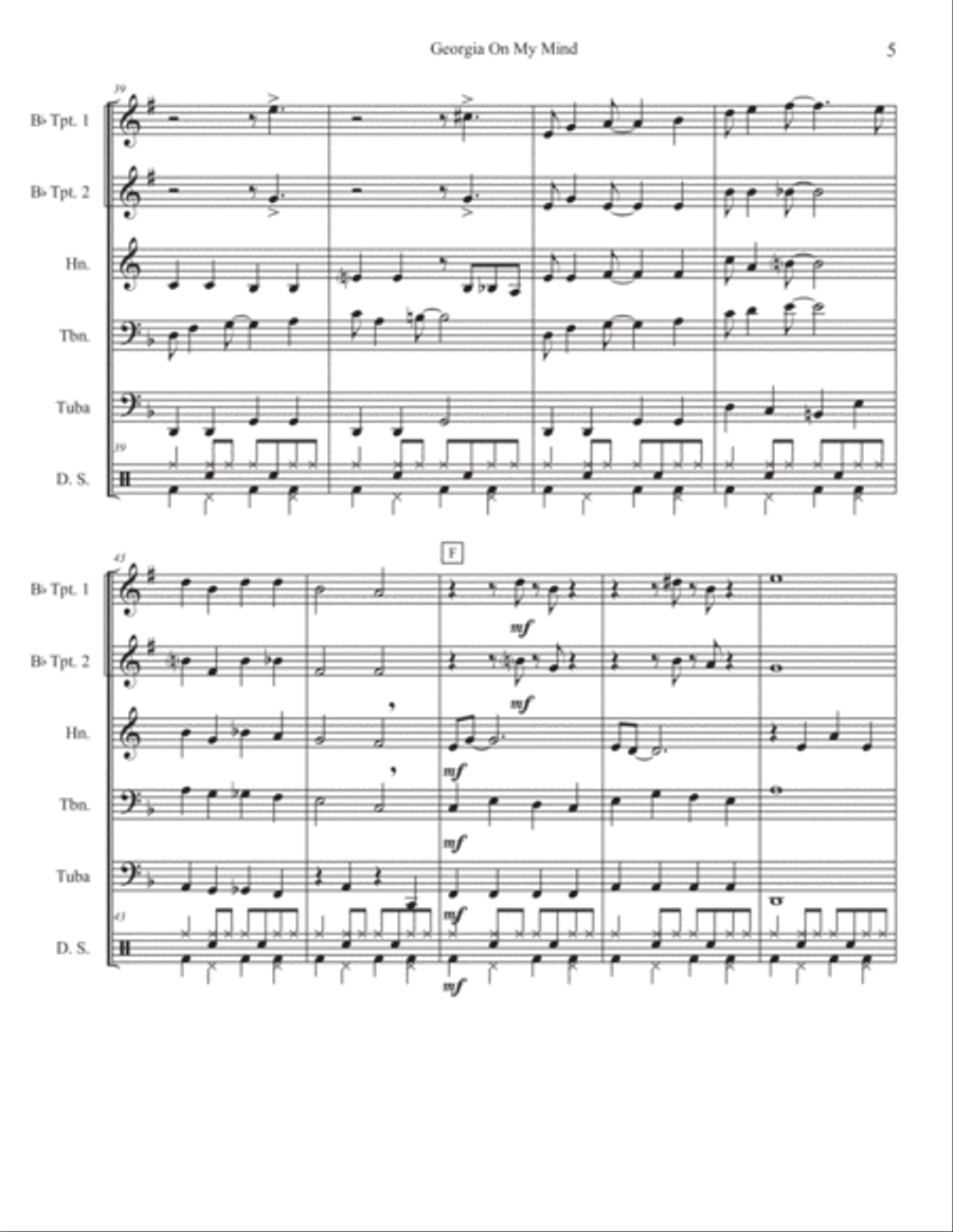 Georgia On My Mind Brass Quintet scores gallery preview page 6