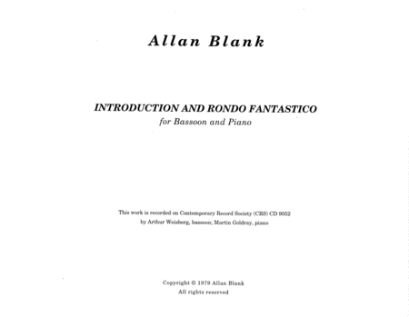 [Blank] Introduction and Rondo Fantastico