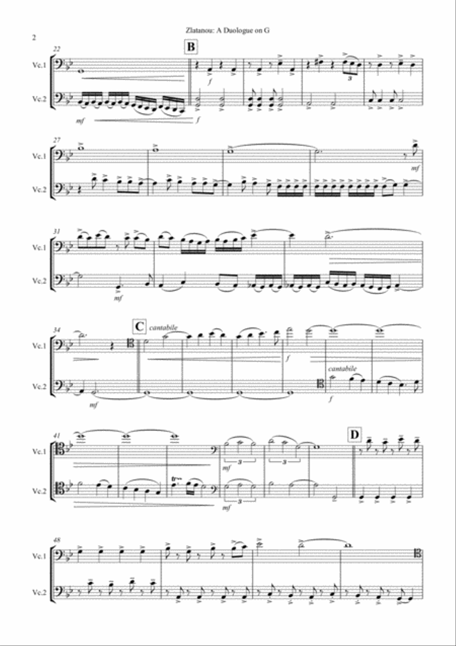 A DUOLOGUE ON G, for 2 violloncellos String Duet scores gallery preview page 2