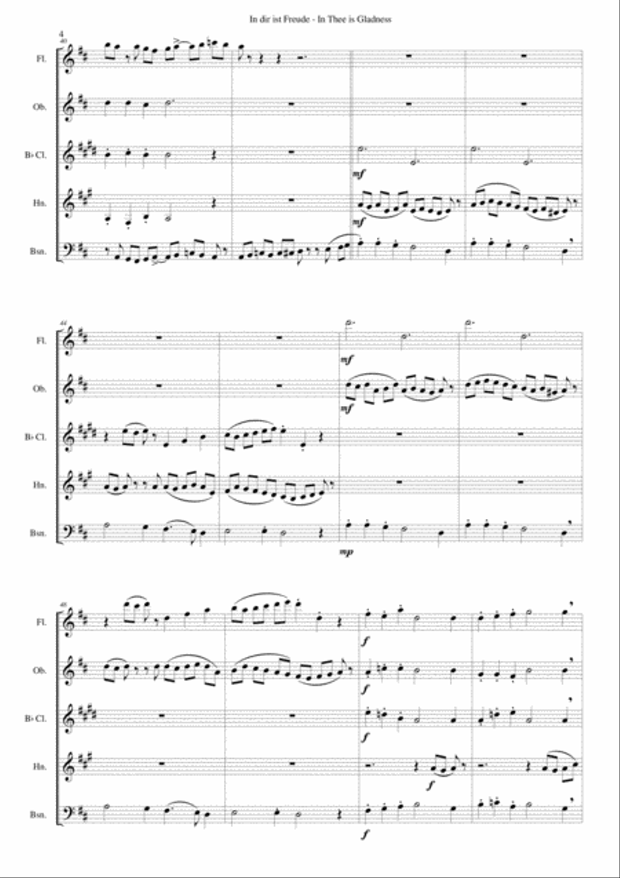 In dir ist Freude (In Thee is gladness - Sing we and Chant it) for wind quintet Woodwind Quintet scores gallery preview page 4
