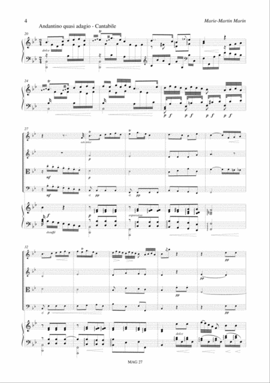 Nocturne en Quintetto Op. 14 for Harp, 2 Violins, Viola and Violoncello String Orchestra scores gallery preview page 3