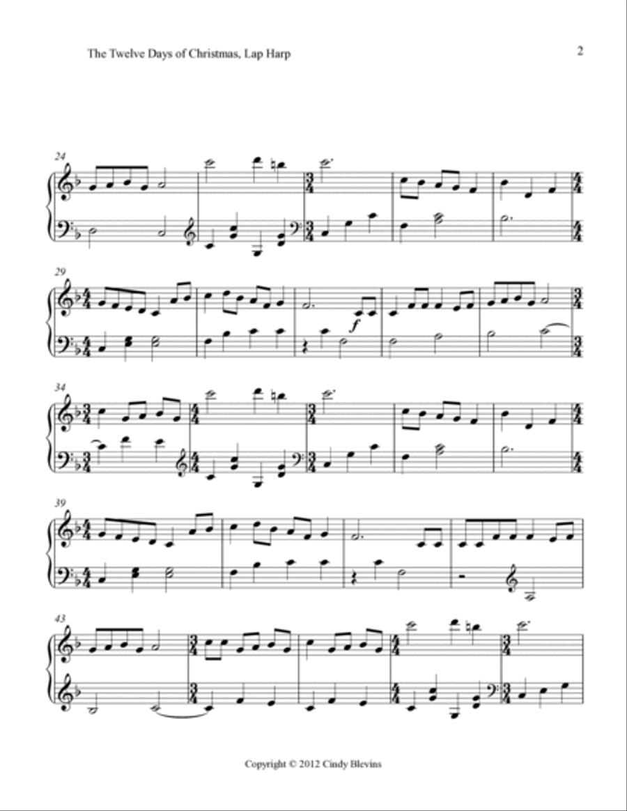 The Twelve Days of Christmas, for Lap Harp Lap Harp scores gallery preview page 3