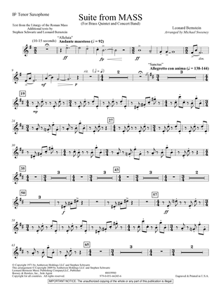 Suite from Mass (arr. Michael Sweeney) - Bb Tenor Saxophone