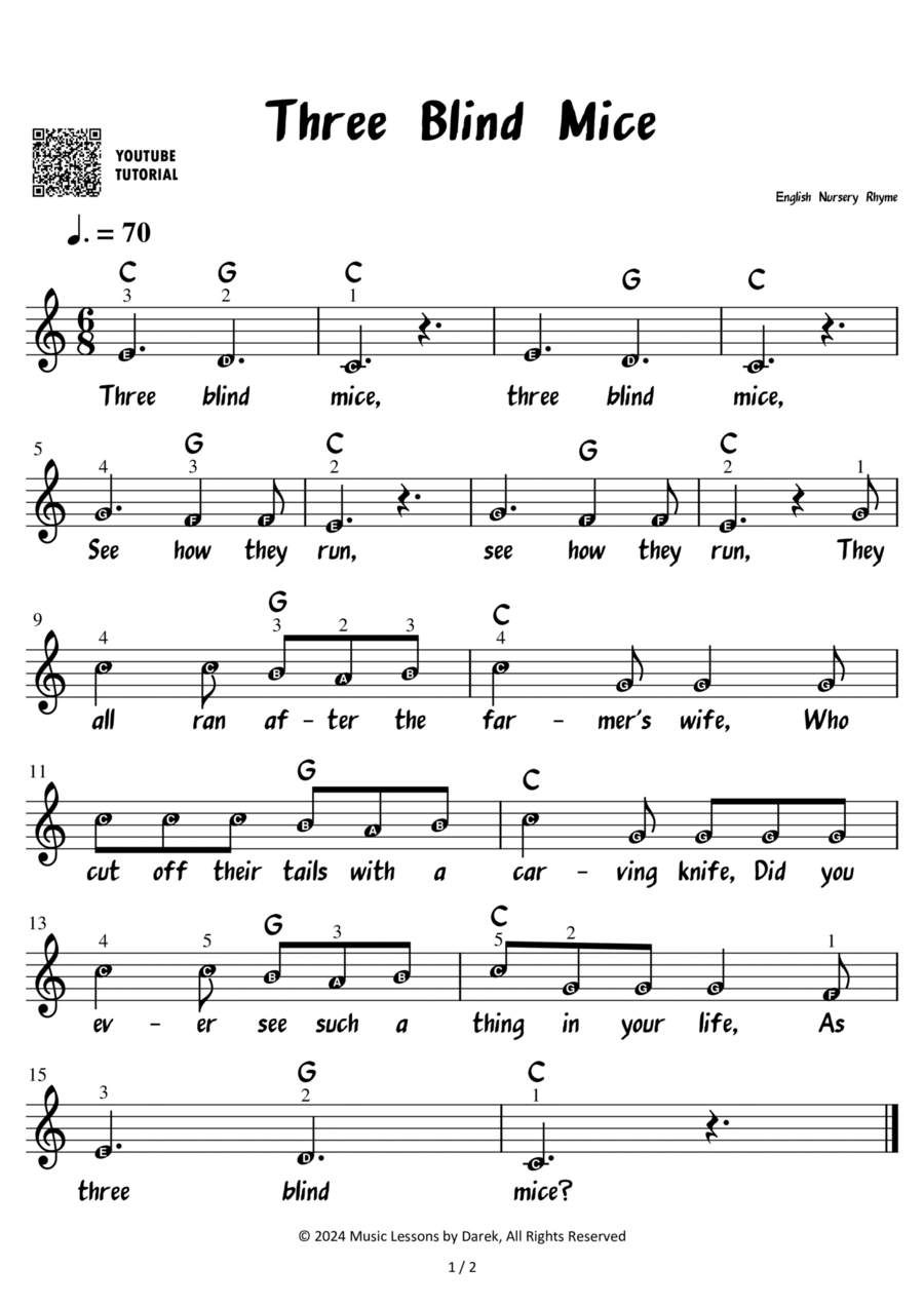 Book cover for Three Blind Mice – English Nursery Rhyme [VERY EASY]