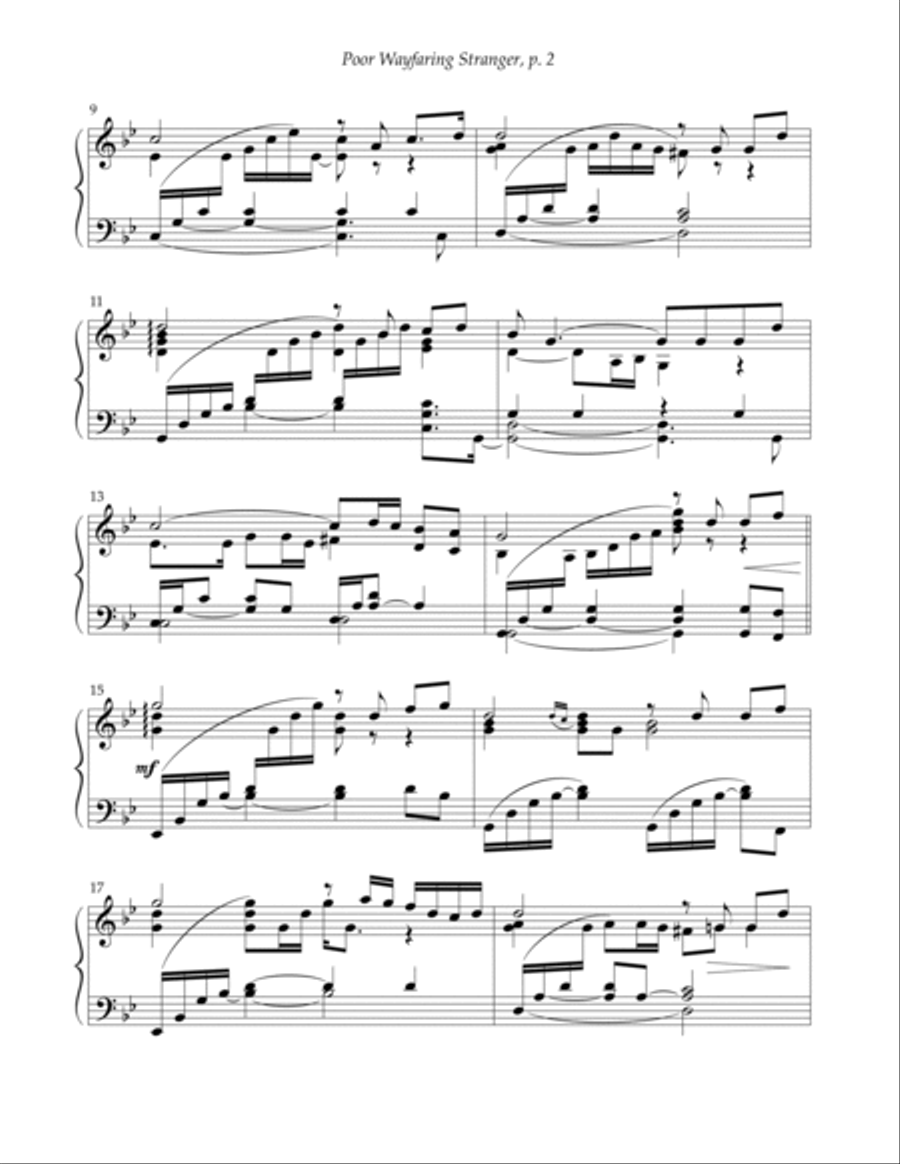 Poor Wayfaring Stranger Piano Solo scores gallery preview page 3