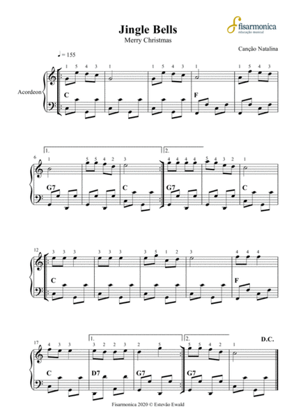 Jingle Bells - Sheet Music for Piano, Accordion, Guitar