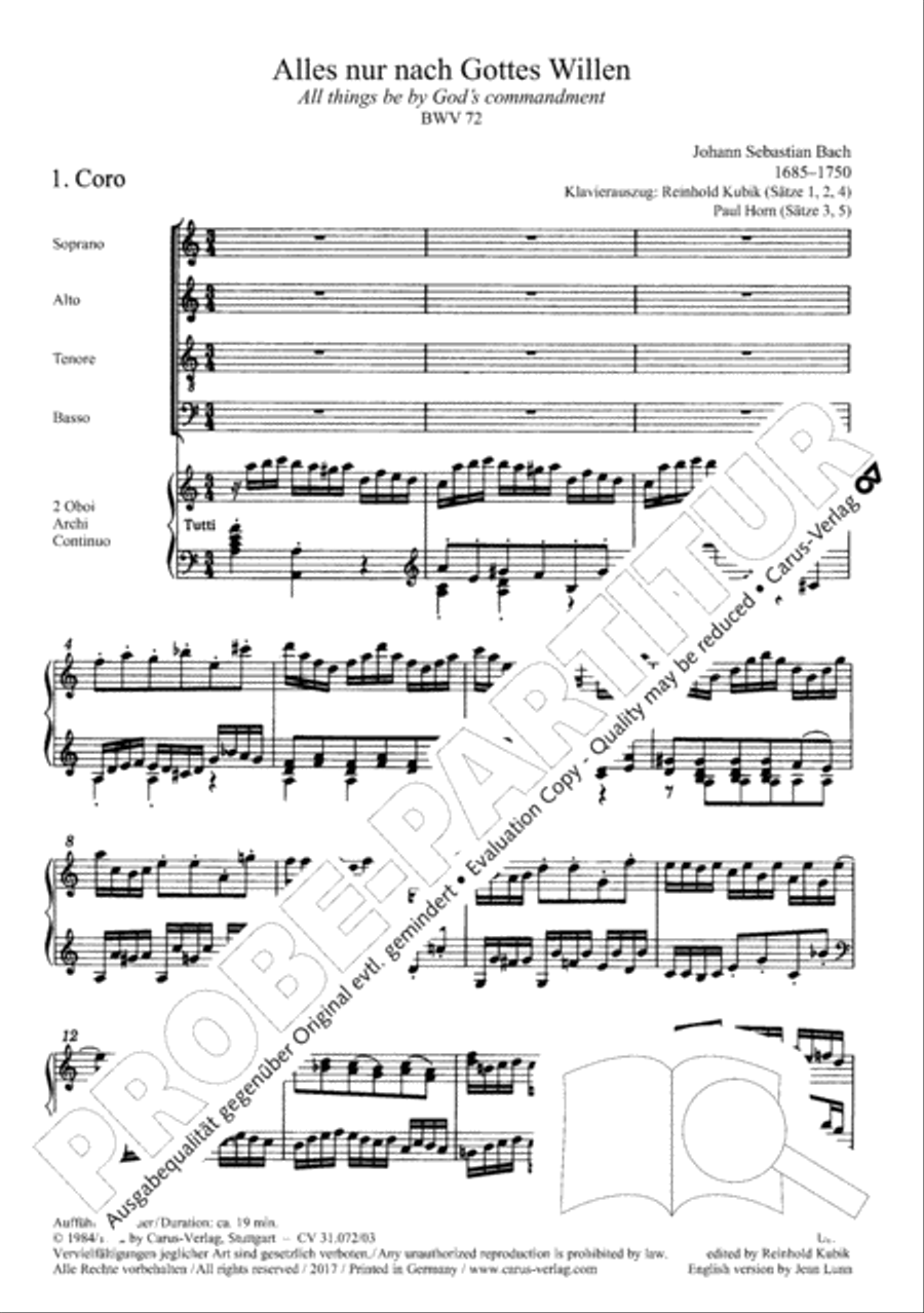 All cantate be by God's commandment (Alles nur nach Gottes Willen) 4-Part scores gallery preview page 4