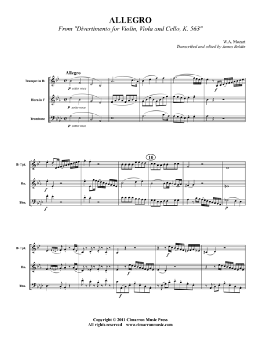 Allegro Allegro Brass Trio scores gallery preview page 1