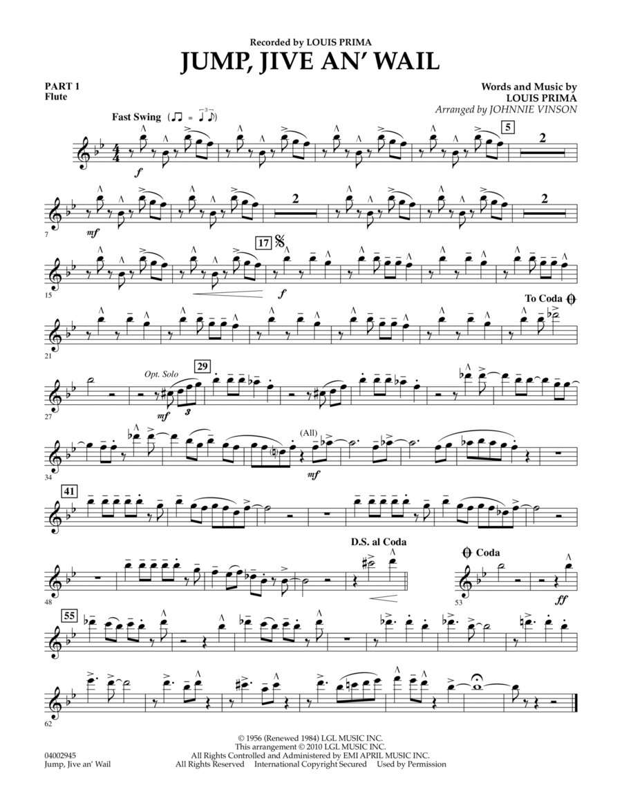 Jump, Jive An' Wail - Pt.1 - Flute Concert Band scores gallery preview page 1