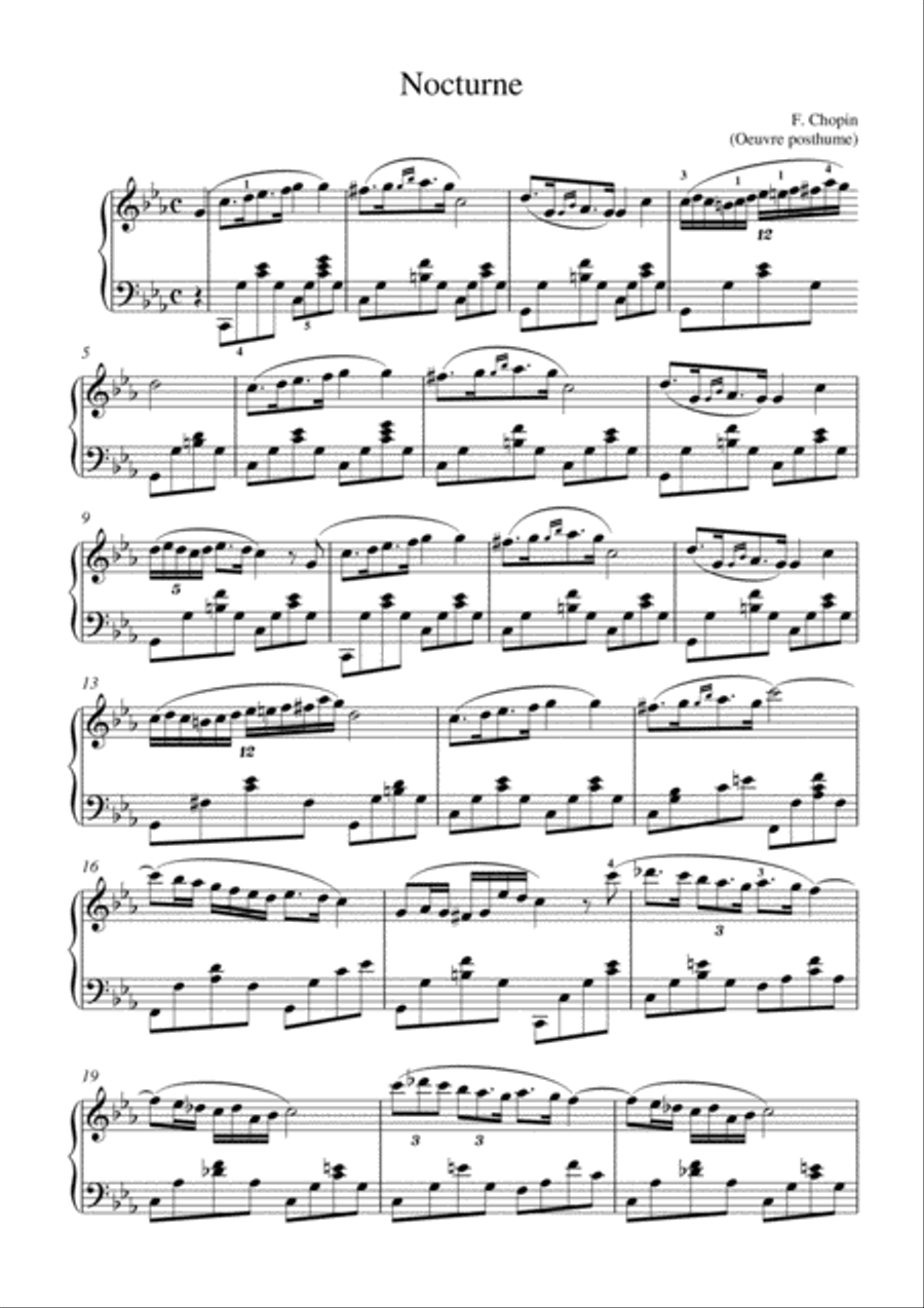 Chopin - Nocturne in C minor, Op. posth. Piano Solo scores gallery preview page 2