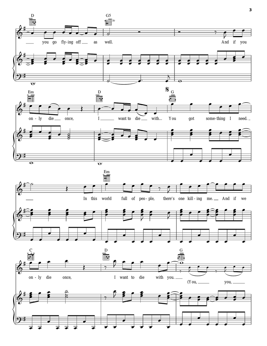 Something I Need Piano, Vocal, Guitar scores gallery preview page 3