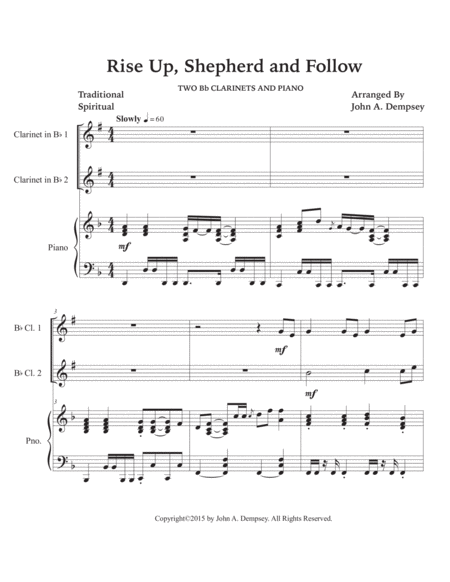Rise Up, Shepherd and Follow (Trio for Two Clarinets and Piano) image number null