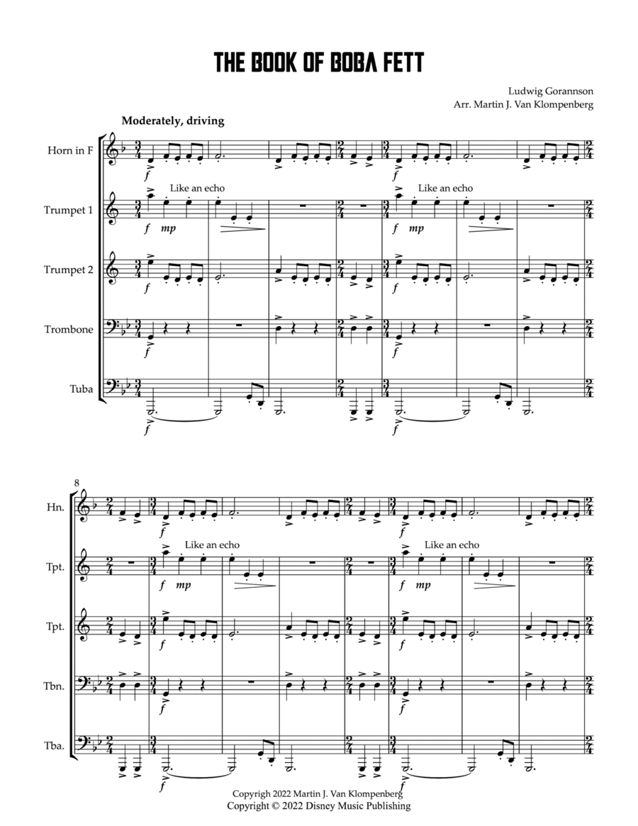 The Book Of Boba Fett Main Title Theme Brass Ensemble scores gallery preview page 1