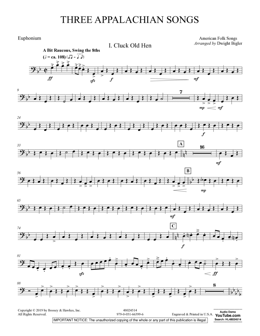 Three Appalachian Songs - Euphonium Concert Band scores gallery preview page 1