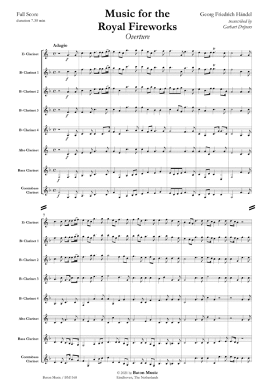 Music for the Royal Fireworks Clarinet Choir scores gallery preview page 2