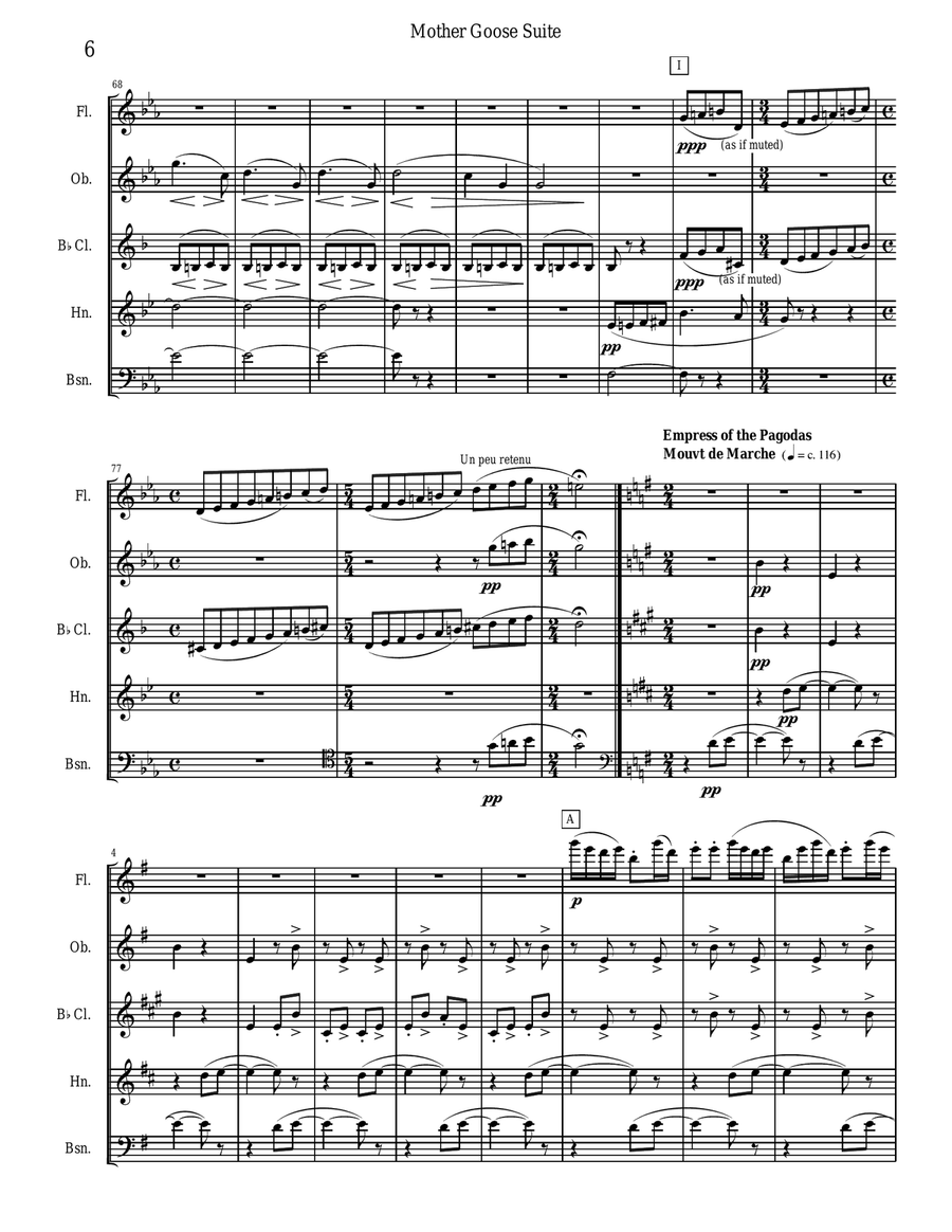 Ravel - Mother Goose Suite Selections for Woodwind Quintet Woodwind Quintet scores gallery preview page 6