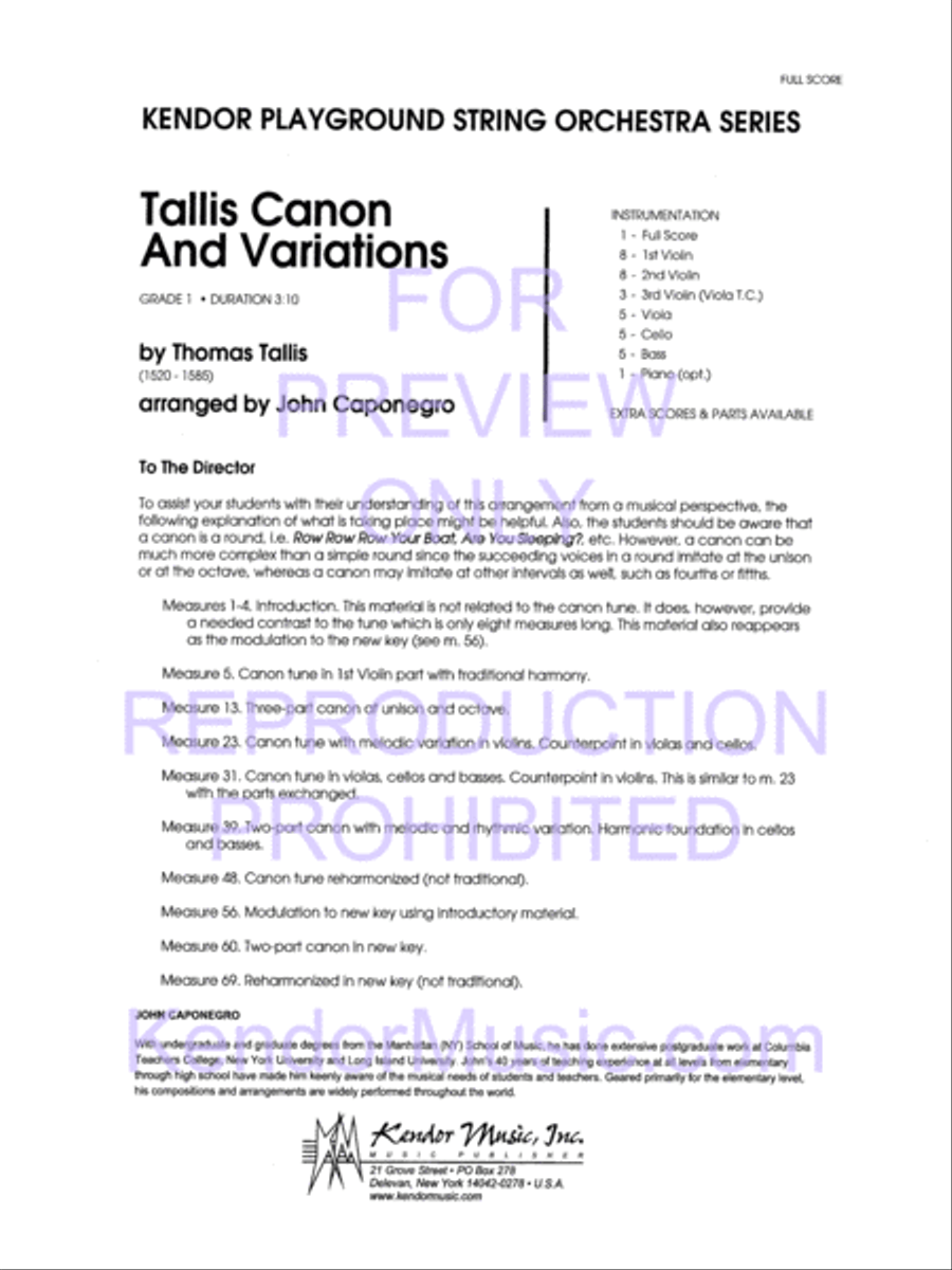 Tallis Canon And Variations (Full Score) String Orchestra scores gallery preview page 2
