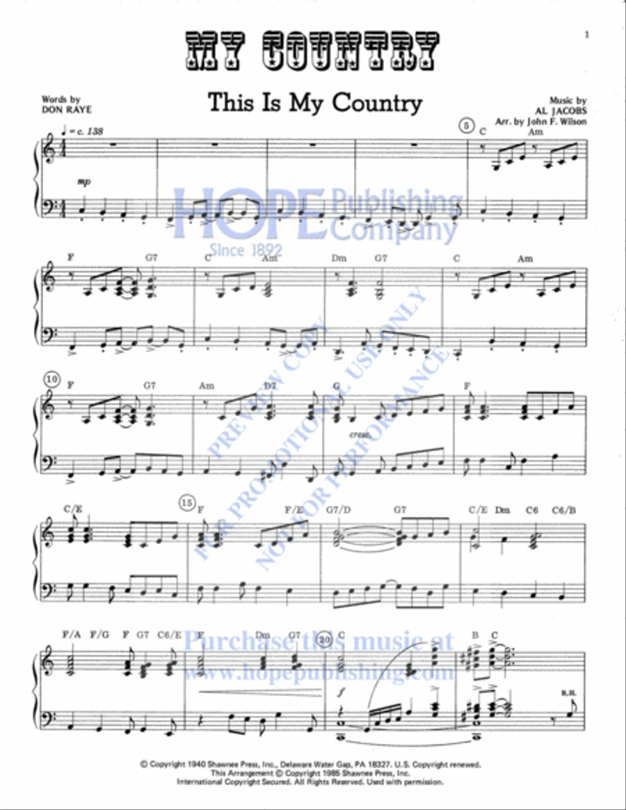 My Country My Country Unison Choir scores gallery preview page 2