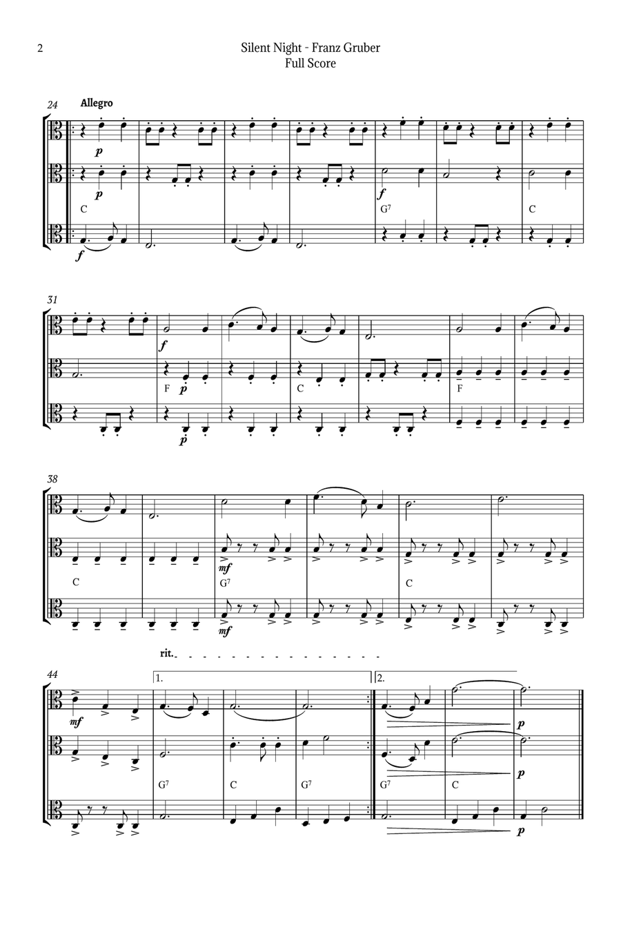 Silent Night for Viola Trio String Trio scores gallery preview page 2