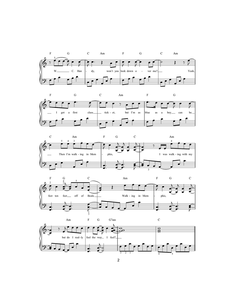 Walking In Memphis Walking In Memphis Easy Piano scores gallery preview page 2