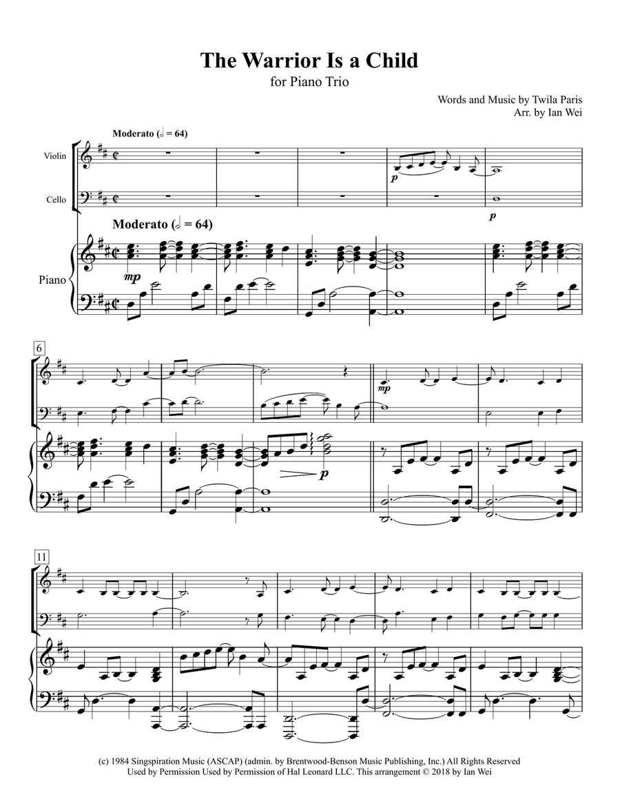 The Warrior Is A Child Piano Trio scores gallery preview page 1